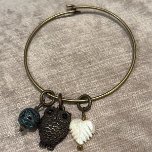 Charming Owl and Heart Bracelet 7”
